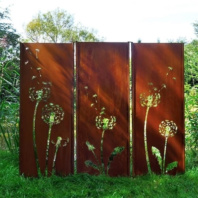تزئینی باغچه برش لیزری پانل های فولادی کورتن الگوهای قاصدک ISO9001