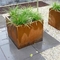 جعبه های کاشت فولادی کورتن زنگ زده مربعی مقاوم در فضای باز برای باغ